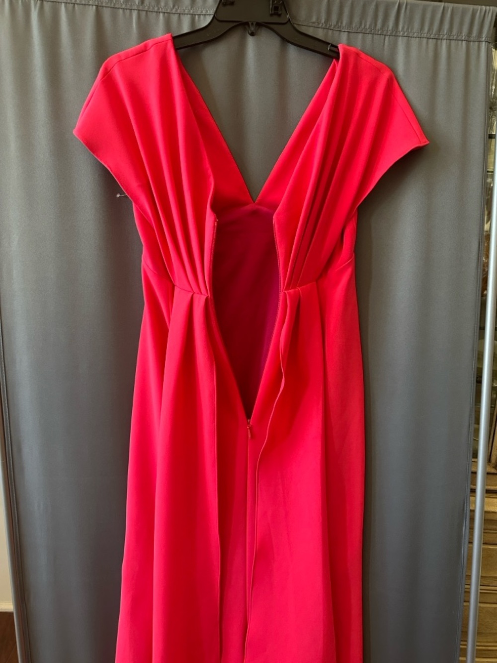 Amsale Flutter Sleeves Crepe Gown, Sz 4, New,$1250, Red With Pink Shade - Picture 11 of 13